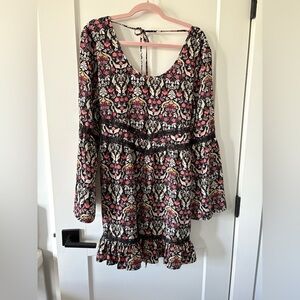 Band of Gypsies Black and Pink Floral Dress